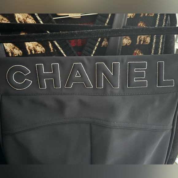 CHANEL Navy Blue/Black Ski Pants with Logo Detail